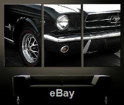 Vintage Facades Details Ford Mustang Canvas Art Abstract Picture Black White XXL