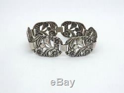 Vintage Floral Art Nouveau Sterling Silver Bracelet Links Panel, 23.0g