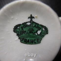 Vintage French Porcelain Coffee Cup Art Nouveau Flower Scene Gold Genre or N8808