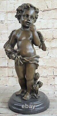 Vintage French Style Art Nouveau Bronze Sculpture Signed Moreau Winged