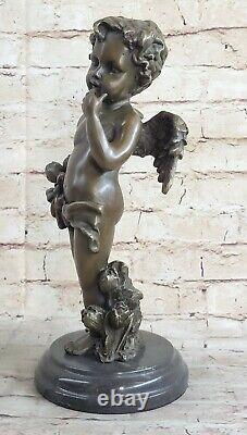 Vintage French Style Art Nouveau Bronze Sculpture Signed Moreau Winged