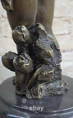 Vintage French Style Art Nouveau Bronze Sculpture Signed Moreau Winged