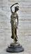 Vintage French Style Art Nouveau Moreau Bronze Sculpture Cast Naked Maiden Opens
