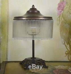 Vintage Glass Pedestal Lamp Art Deco Vintage Brass Bedside Lamp