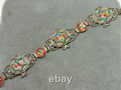 Vintage Grand Tour Italian Art Nouveau Micro Mosaic Floral 8 Bracelet CO42