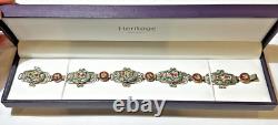 Vintage Grand Tour Italian Art Nouveau Micro Mosaic Floral 8 Bracelet CO42