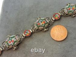 Vintage Grand Tour Italian Art Nouveau Micro Mosaic Floral 8 Bracelet CO42