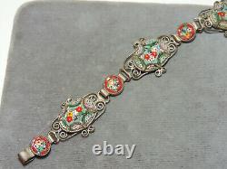 Vintage Grand Tour Italian Art Nouveau Micro Mosaic Floral 8 Bracelet CO42