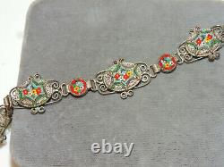 Vintage Grand Tour Italian Art Nouveau Micro Mosaic Floral 8 Bracelet CO42