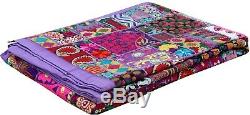Vintage Handmade Patchwork Wall Hanging Embroidered Tapestry Covers Bed