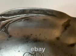 Vintage Kayserzinn Pewter Art Nouveau Style Oval Plate with Floral Relief