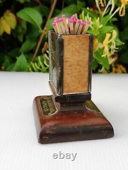 Vintage Matchbox Holder J&F Martell Cognac Bronze Art Nouveau Rare Advertisement