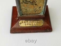 Vintage Matchbox Holder J&F Martell Cognac Bronze Art Nouveau Rare Advertisement