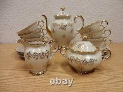 Vintage Mocha Set Schumann Arzberg Bavaria Porcelain Gold Trim Art Nouveau