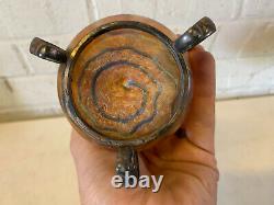 Vintage Old Loetz Type Art Glass Vase W / Metal New Style Mounting
