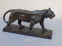 Vintage Original Art Nouveau Bronze Lion Tiger Walk Sign. Barye Skupltur 20. Jhd