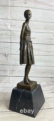 Vintage Original Sculpture Bronze Style Art Nouveau Woman Old Victorian Statue