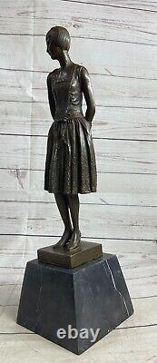 Vintage Original Sculpture Bronze Style Art Nouveau Woman Old Victorian Statue