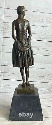 Vintage Original Sculpture Bronze Style Art Nouveau Woman Old Victorian Statue