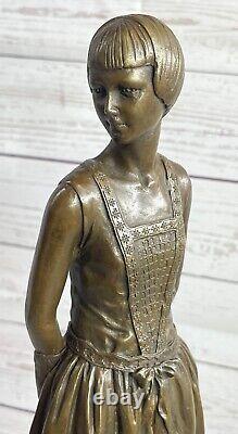 Vintage Original Sculpture Bronze Style Art Nouveau Woman Old Victorian Statue