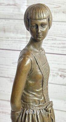 Vintage Original Sculpture Bronze Style Art Nouveau Woman Old Victorian Statue