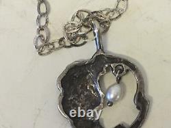 Vintage Pendant Art Nouveau Style Necklace for Women with Sterling Silver Chain and Pearls