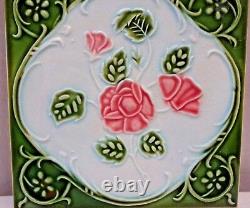 Vintage Porcelain Carreau Rose Geometric Design Dark Japan Art Nouveau