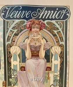Vintage Poster Original French Art Nouveau Champagne Poster, Veuve Amiot 1890