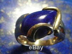 Vintage Ring 18k Gold 750 + Lapis Lazuli Art Nouveau / Deco 7,09g T59