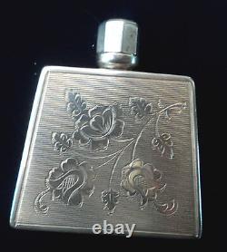 Vintage Seductive Art Nouveau Sterling Silver Floral Perfume Bottle