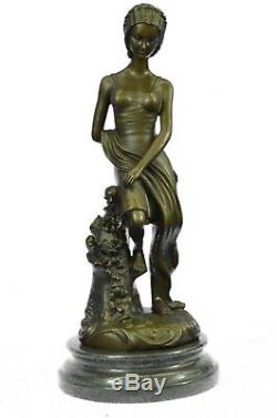 Vintage Semi Nude Erotic Girl Roman Bronze Sculpture Art Nouveau Deco Figurine