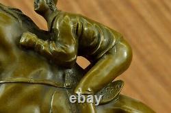 Vintage Signed Jockey Riding Bronze Sculpture Art Statue Decorative Figure