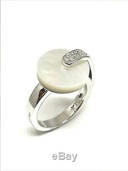 Vintage Silver 925/1000 Ring With Art Deco Look, Mother Of Pearl And Zirconium