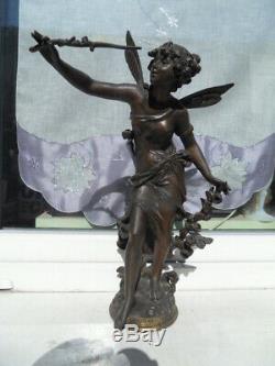 Vintage Statue Art Nouveau 1900 L Moreau Woman Flower Fairy