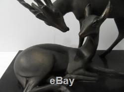 Vintage Statue French Art Nouveau Antelope Gazelle Signed By Geo Maxim Antelope