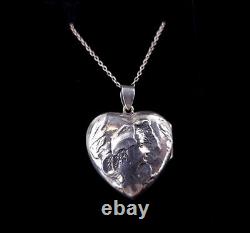 Vintage Sterling Art New Woman Double Face Medallion Heart Necklace 1.5