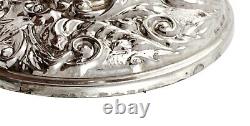 Vintage Sterling Silver Chandelier Embossed with Flowers, Art Nouveau Style