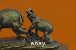 Vintage Style 100% Genuine Bronze Sculptural Art Elephants Figurine Statue