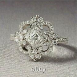 Vintage Style Art Deco 1.50ct Diamond 14k White Gold On 925 Silver Ring