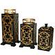 Vintage Style Art Deco Black / Gold Candle Holders / Box Set Of Three