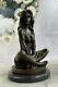 Vintage Style Art New Bronze Marble Victorian Woman Erotic Chair Statue