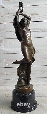 Vintage Style Art New -nymph / Goddess-bronze Marble Base Font Figurine