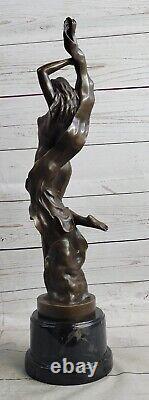 Vintage Style Art New -nymph / Goddess-bronze Marble Base Font Figurine