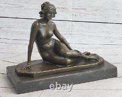 Vintage Style Art Nouveau Bronze Marble Victorian Erotic Nude Lady Statue Gift