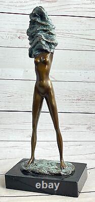 Vintage Style Art Nouveau Bronze & Marble Victorian Semi-Nude Erotic Woman