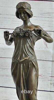Vintage Style Art Nouveau Bronze Signed Pittaluga Nymph Goddess Statue Sculpture