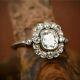 Vintage Style Engagement Art Deco Ring 14k Gold White Finish 925 2.11 Ct Diamond