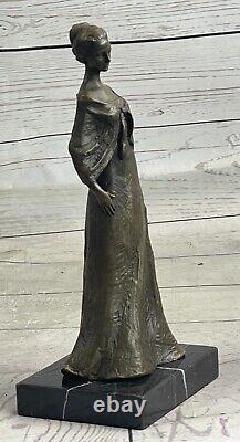 Vintage Style French Art Nouveau Victorian Bronze Lady Sculpture Parlor Statue