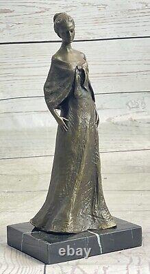 Vintage Style French Victorian Art Nouveau Bronze Lady Sculpture Parlor Statue