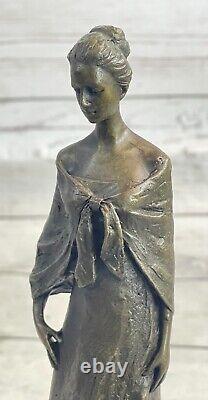 Vintage Style French Victorian Art Nouveau Bronze Lady Sculpture Parlor Statue